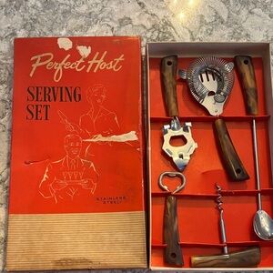 Vintage Perfect Host Serving Set with Brown Handles